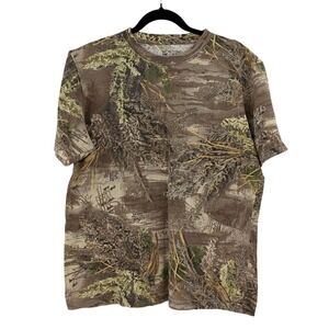 Hunting Zone‎ Camo T Shirt L Realistic Woodland Print Outdoor Tee Camping Hiking
